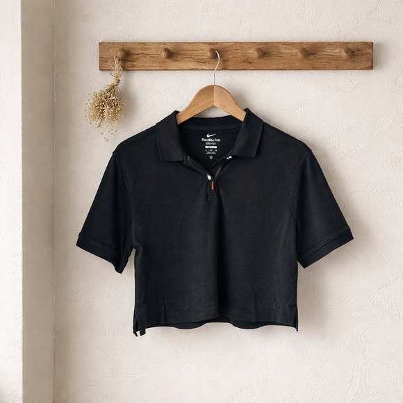 Nike Tops - Nike Dri-FIT Cropped‎ Polo Shirt Black Loose Fit DC3426-010 Womens Size M
